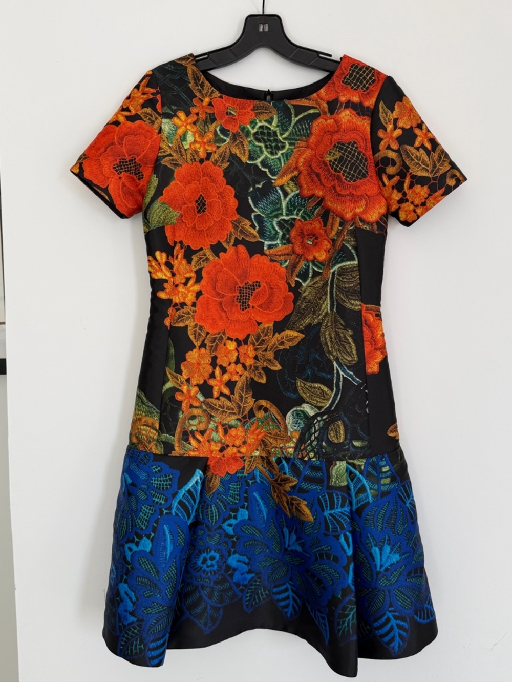 Desigual Multicolor Floral Embroidered Dress Top in Orange and Green